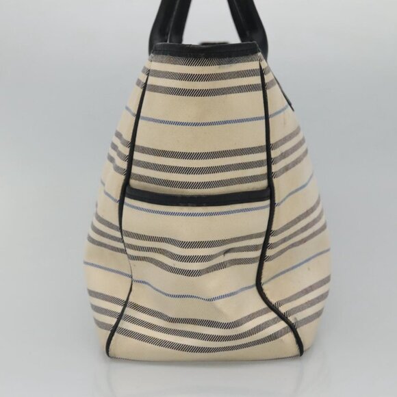 BURBERRY Tote Bag Canvas White Auth - Picture 4 of 16